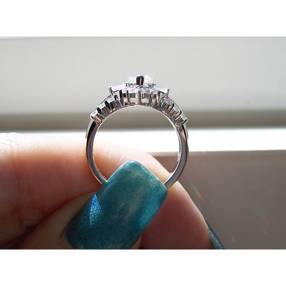 925 STERLING SILVER Marquise & Baguette Cubic Zirconia Ring - Picture 8 of 13